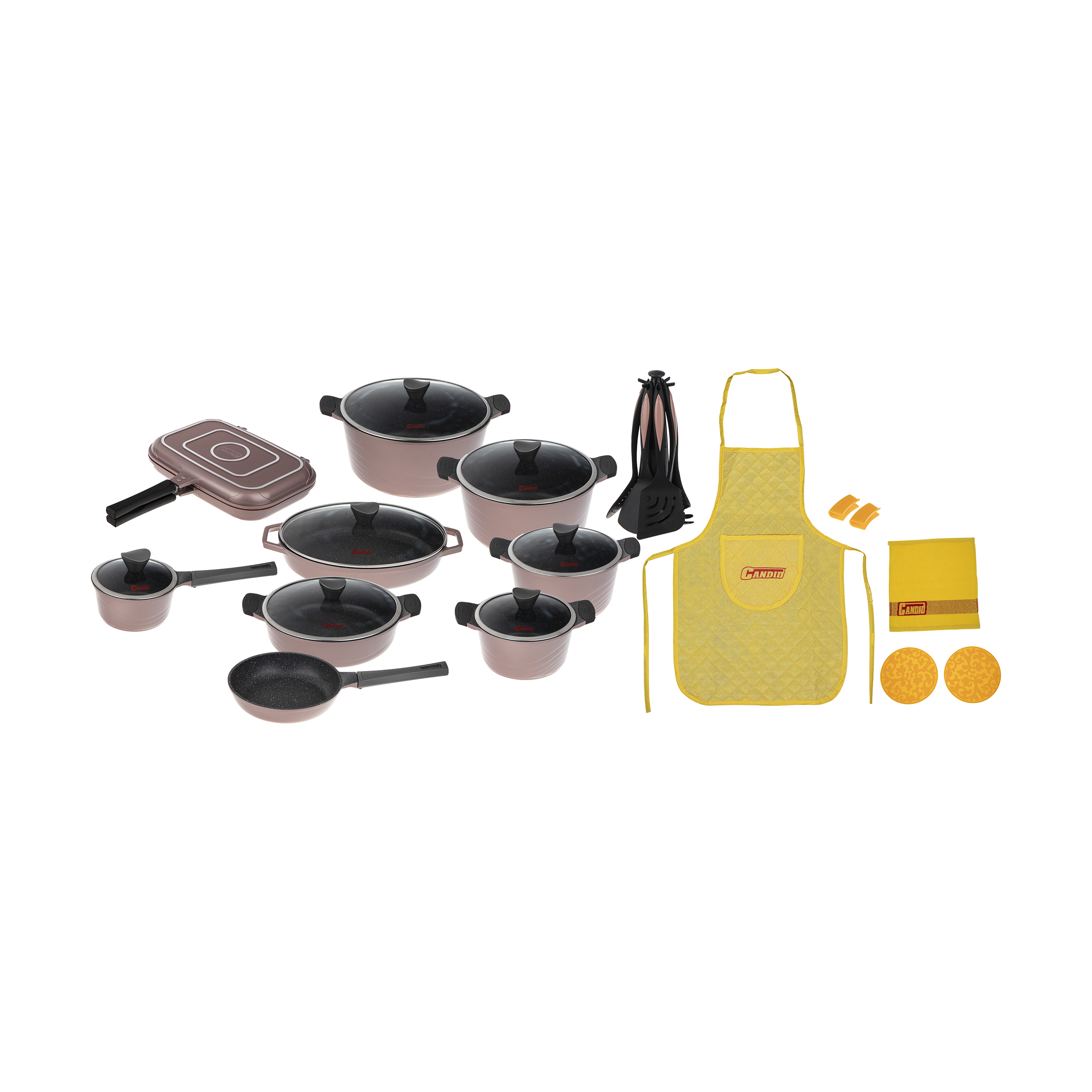 سرویس قابلمه ۳۰ پارچه گرانیت پلاس کاندید مدل اوشن با درب تی شکل