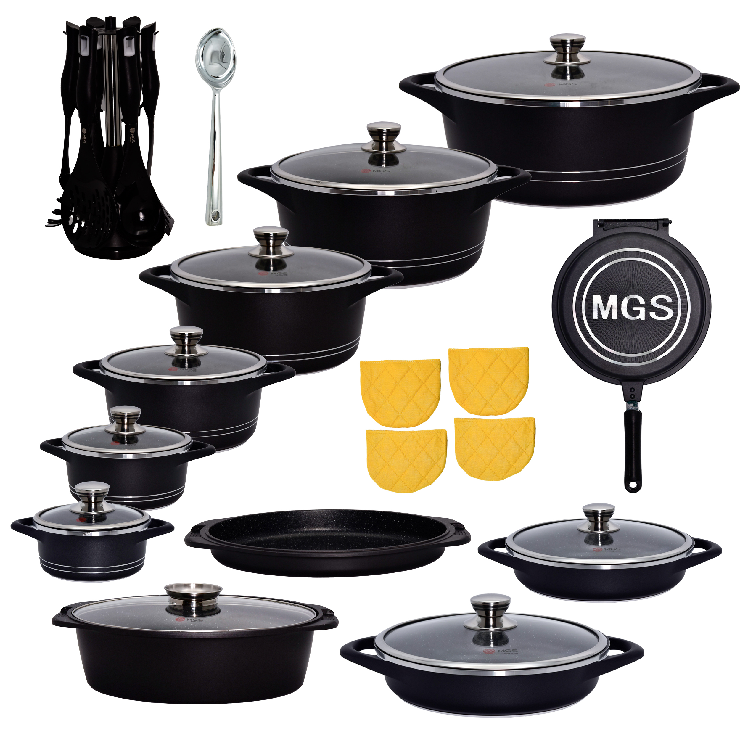 سرویس قابلمه 33 پارچه گرانیت MGS طرح ایتالیا B مدل IB3312 (دو کارتن)