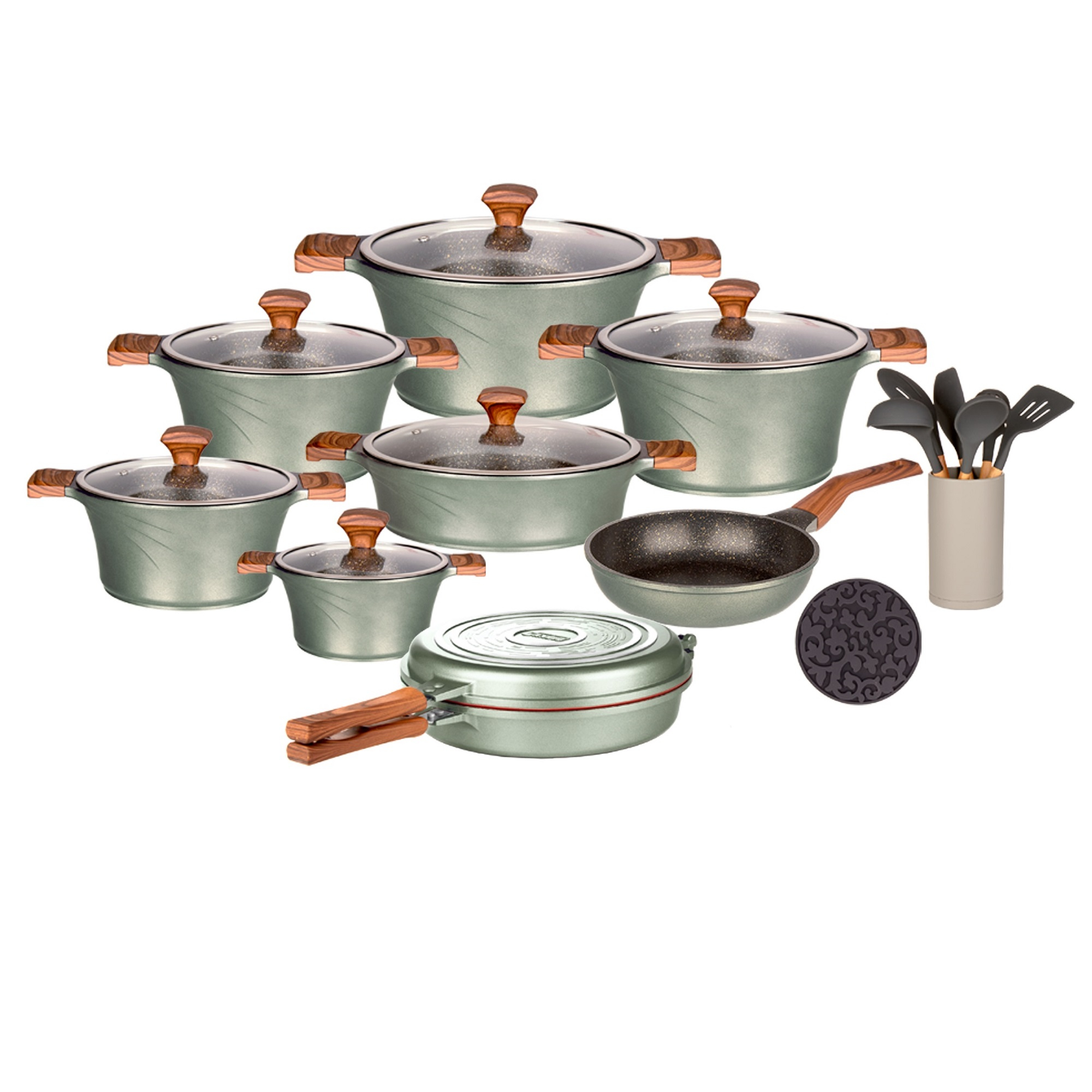 سرویس قابلمه و تابه ۲۳ پارچه کاندید مدل سزار با درب تی‌شکل