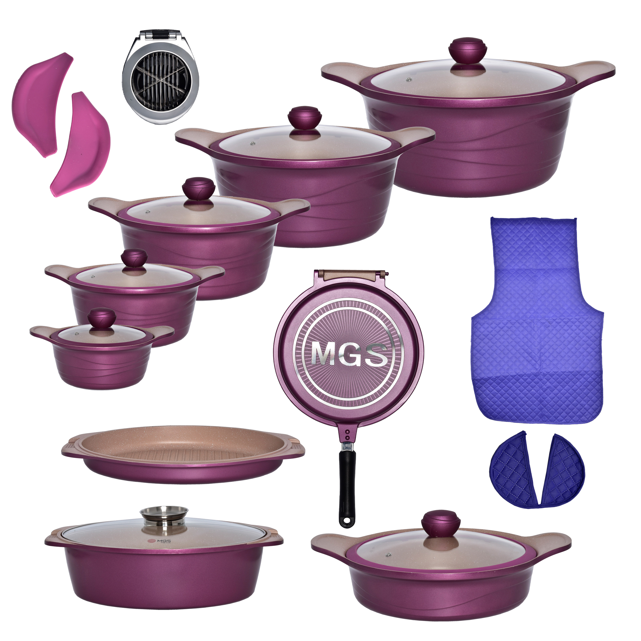 سرویس پخت و پز 23 پارچه گرانیت ام جی اس مدل KD 2311 با طرح کره‌ای