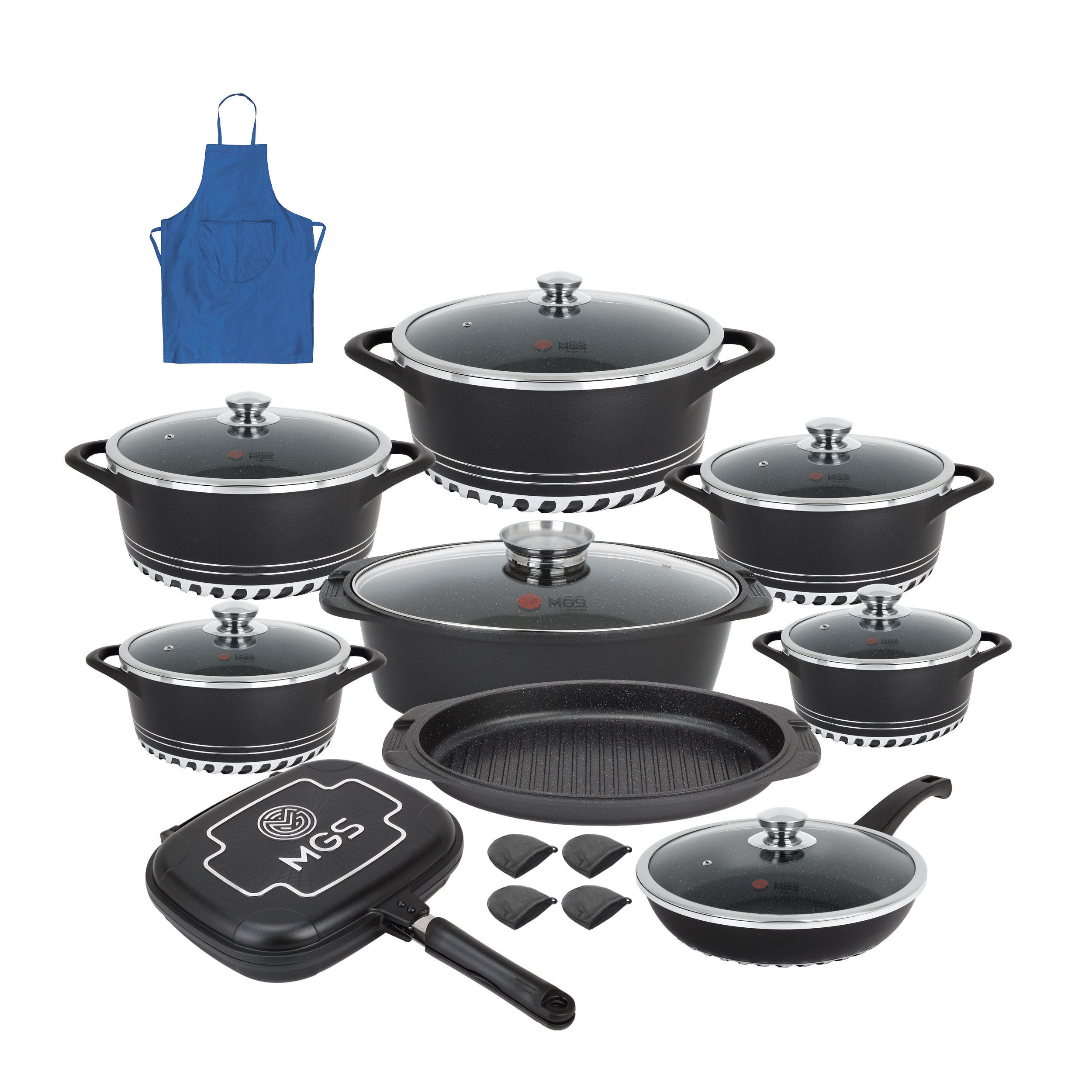 سرویس قابلمه 22 پارچه ام جی اس مدل IC2213 با طرح ایتالیایی ماربل