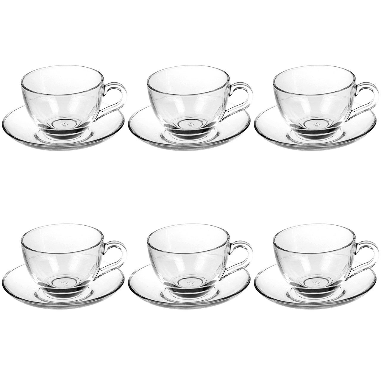 ست فنجان و نعلبکی شیشه‌ای پاشاباغچه مدل Bisik ظرفیت ۸۵ میلی‌لیتر کد ۹۷۹۸۴ بسته 6+6 عددی