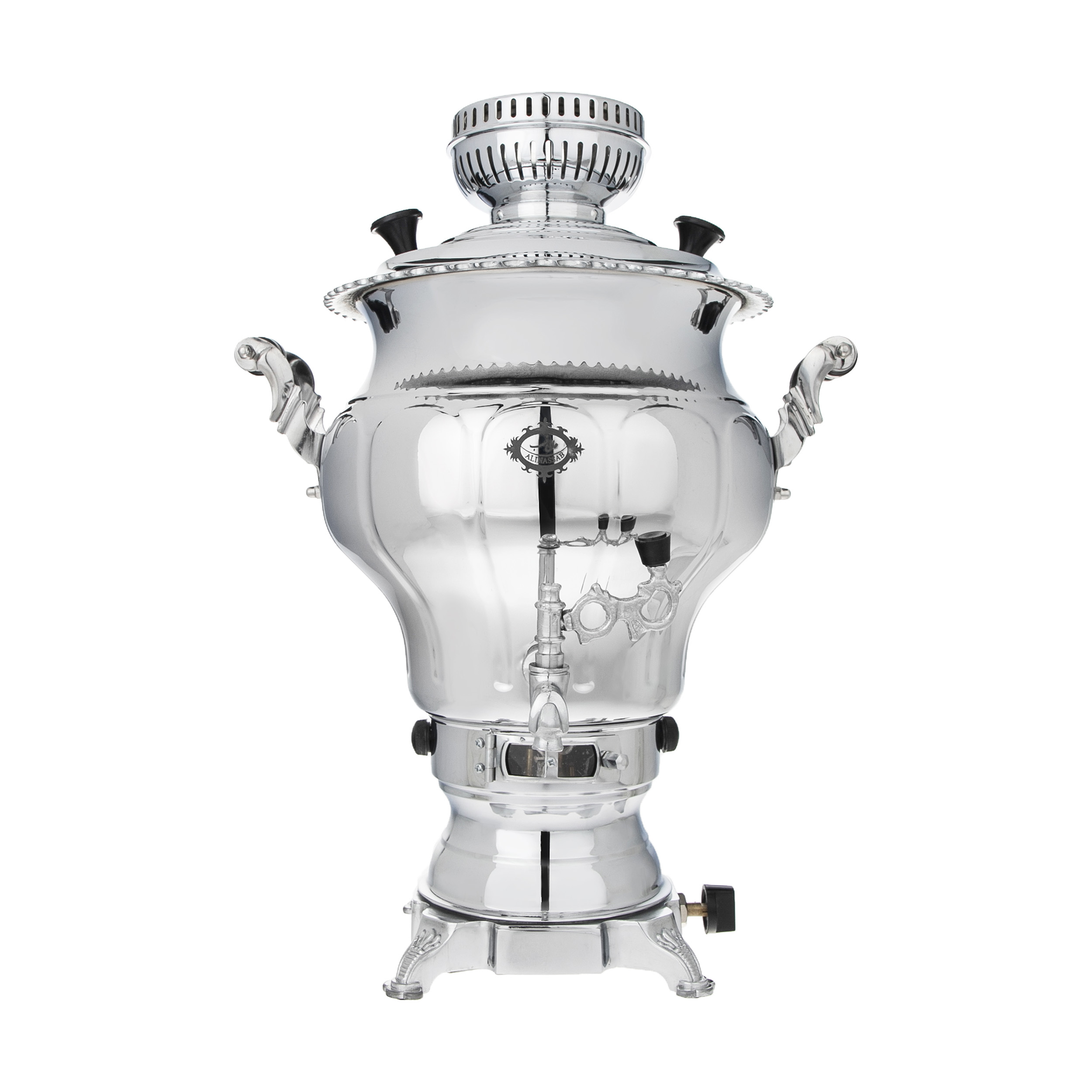 سماور گازسوز 6 لیتری عالی‌نسب مدل نقشینه سیمین