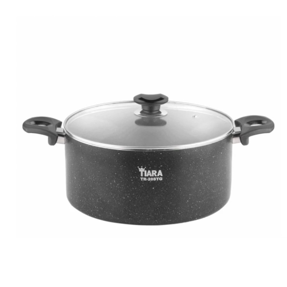 قابلمه تیارا گرانیت نچسب سایز 28 سانتی‌متر - مدل دورو مشکی با پوشش دوطرفه