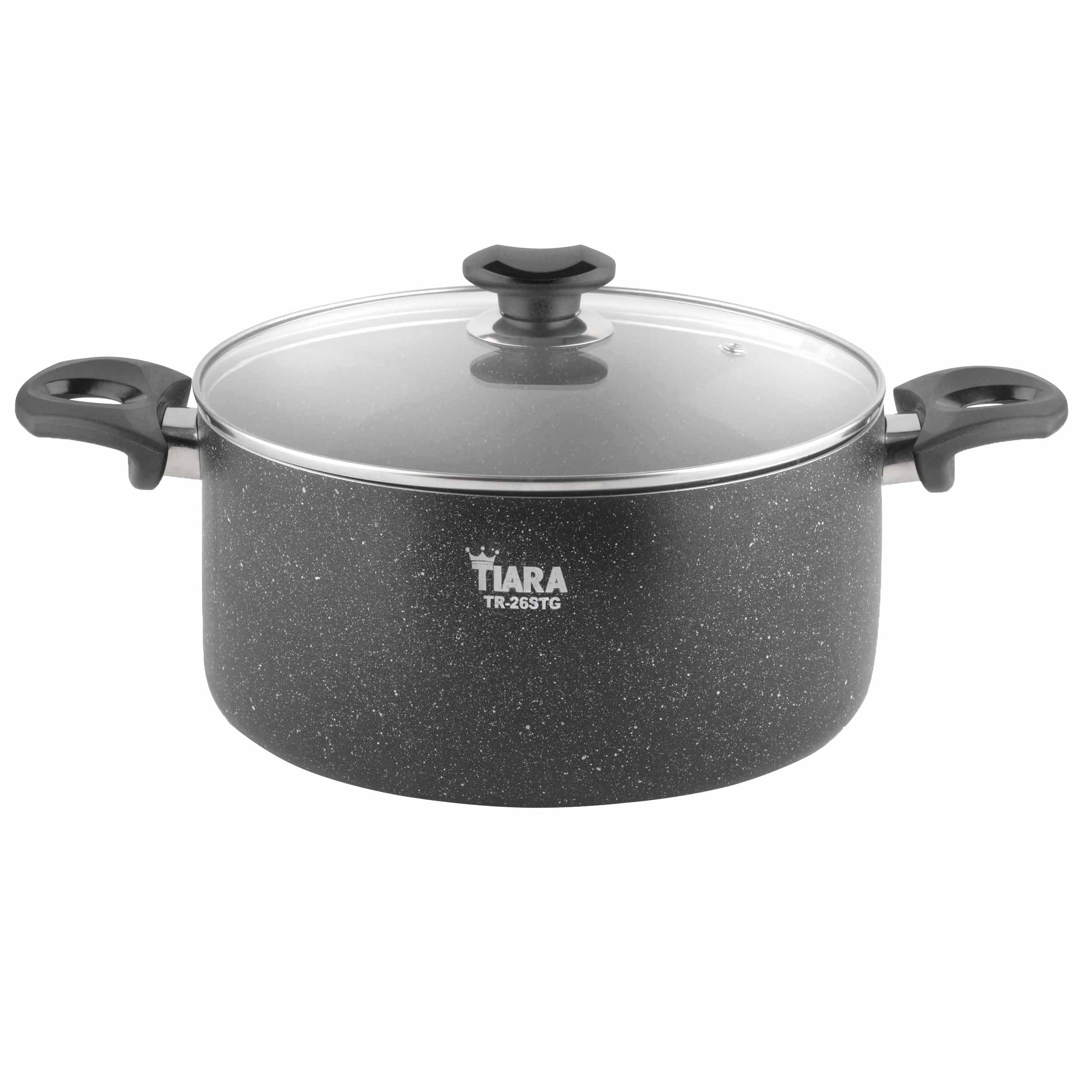 قابلمه گرانیت تیارا سایز 26 سانتی‌متر دو رو مشکی مدل حرفه‌ای